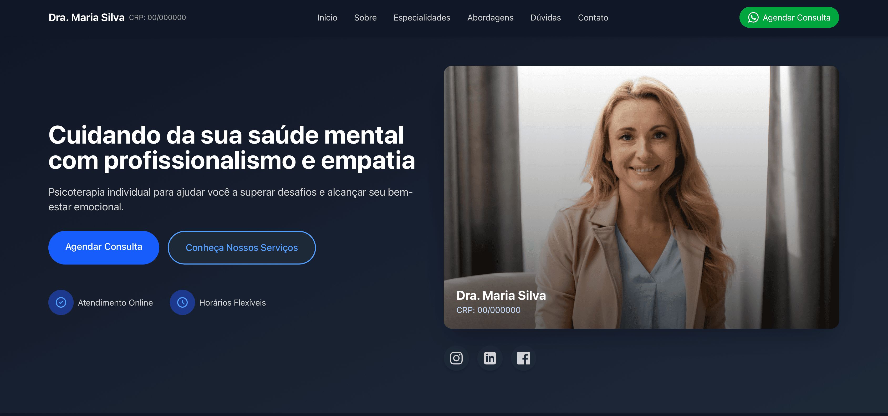 Modelo Clássico - Landing Page para Psicólogos